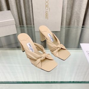 Jimmy Choo Avenue 85 Heeled Slides Women Nappa Leather With Knotted Apricot