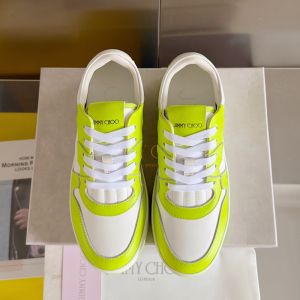 Jimmy Choo Florent M Sneakers Women Calf Leather With Choo Lettering White/Yellow