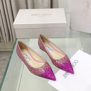 Jimmy Choo Love Flats Women Glitter Fabric With Degrade Toe Pink/Rose