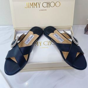 Jimmy Choo Marle Flats Sheep Leather With Crystals Buckle Black