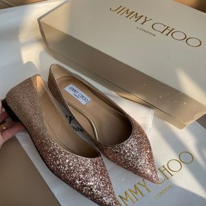 Jimmy Choo Romy Flats Women Glitter Fabric Pink