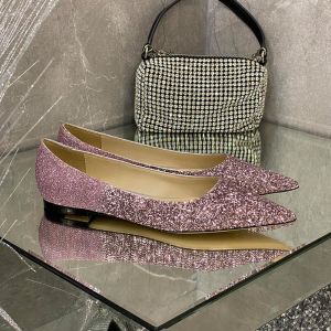 Jimmy Choo Romy Flats Women Glitter Fabric Purple