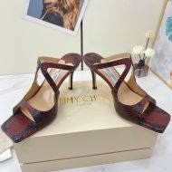 Jimmy Choo Anise 85 Mules Snake Leather Brown