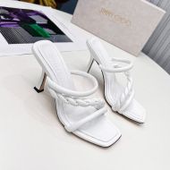 Jimmy Choo Diosa 85 Slides Leather With Braided Strap White