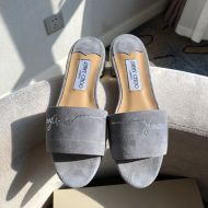 Jimmy Choo Minea Slides Suede With Crystals Embellished Grey