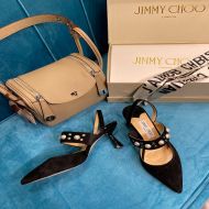 Jimmy Choo Ray 65 Slingback Pumps Suede With Pearls Black