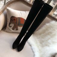 Jimmy Choo Maine 100 Knee Boots Suede With Crystal Embellished Heel Black